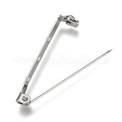 変色防止 304 ステンレススチール ブローチ金具セット  バックバーピン  穴付き  ステンレス鋼色  40x5x7mm  ピン：0.7mm&nbsp;STAS-G137-52P-01