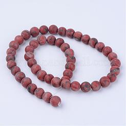 Natural Sesame Jasper/Kiwi Jasper Beads Strands&nbsp;G-Q462-6mm-04