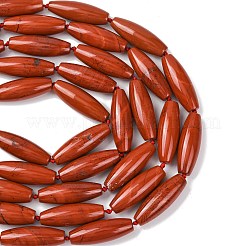 天然石レッドジャスパービーズ連売り  ライス  40.5~41.5x14~14.5mm  穴：1.2mm  約9個/連  15.20''~15.55''（38.6~39.5センチメートル）&nbsp;G-L654-G09-01