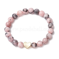 2Pcs Natural Pink Zebra Jasper Beaded Stretch Bracelets&nbsp;BJEW-JB11192