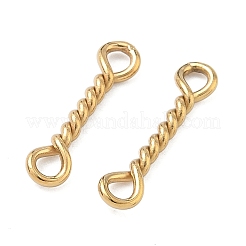 304ステンレス鋼ツイストバーコネクタチャーム  イオンプレーティング（ip）  ゴールドカラー  18x4x2mm  穴：2mm&nbsp;STAS-L300-002G-01