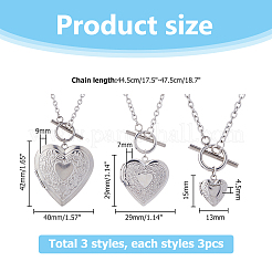 9Pcs 3 Styles 304 Stainless Steel Textured Cable Chain Necklaces&nbsp;NJEW-HS00004