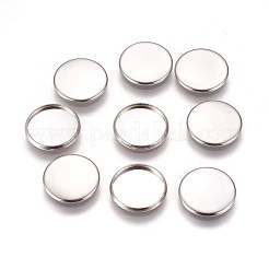 変色しにくい304ステンレススチールプレーンエッジベゼルカップ  カボションのセッティング  フラットラウンド  ステンレス鋼色  トレイ：14mm  15.5x1.9mm&nbsp;STAS-E460-10P-14mm