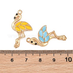 エナメルペンダントと合金  フラミンゴの形のチャーム  ライトゴールド  ミックスカラー  29.5x16x3mm  穴：1.6mm&nbsp;AL-CBA9C31-03G