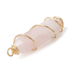 Natural Rose Quartz Copper Wire Wrapped Pointed Pendants&nbsp;PALLOY-JF02462-01