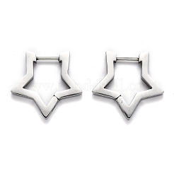 変色しにくい304ステンレススチール製スターハギーフープピアス  ステンレス鋼色  20x21x3mm  ピン：1mm&nbsp;STAS-J033-05P