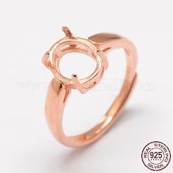 Adjustable 925 Sterling Silver Solitaire Ring Settings&nbsp;STER-P033-17RG