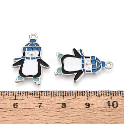 ラックメッキ合金エナメルペンギンペンダント  カドミウムフリー＆ニッケルフリー＆鉛フリー  プラチナ  ホワイト  25x16.5x1mm  穴：1.5mm&nbsp;ENAM-T024-68A-P