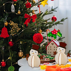 6Pcs Christmas Unfinished Wooden Snowman Ornaments&nbsp;WOOD-SP0001-72