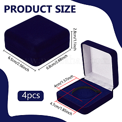 ベルベットバッジ収納ギフトボックス  正方形  ミッドナイトブルー  6.8x6.5x2.8cm  内径：47x40mm&nbsp;CON-WH0092-78A-02