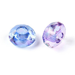 UVメッキ透明アクリルヨーロピアンビーズ  虹色の  ロンデル  多面カット  大穴ビーズ  ミックスカラー  11~12x6.5mm  穴：4.5~5mm&nbsp;OACR-N153-04