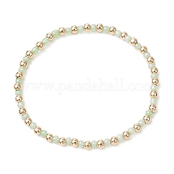 Bohemian Style Glass Seed Beaded and Brass Beaded Stretch Bracelets for Women&nbsp;BJEW-JB11801