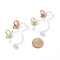 Glass Beaded Butterfly Cuff Earrings with Acrylic Pearl&nbsp;EJEW-JE04828