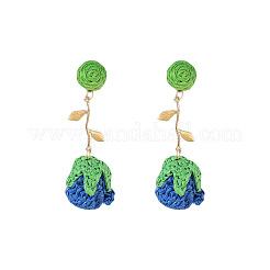 Bohemia Raffia & Alloy Stud Dangle Earrings&nbsp;WG3AA71-01