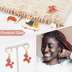 12Pcs 6 Style Alloy Enamel Dog Charms Locking Stitch Markers&nbsp;HJEW-PH01638