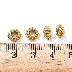 304ステンレススチールビーズ  フラットラウンド  イオンプレーティング（ip）  18KGP本金メッキ  7x3.5mm  穴：3mm&nbsp;STAS-D204-35G