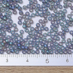 MIYUKIラウンドロカイユビーズ  日本製シードビーズ  11/0  （rr152fr）マット透明グレーab  11/0  2x1.3mm  穴：0.8mm  約50000個/ポンド&nbsp;SEED-G007-RR0152FR