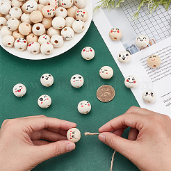 120Pcs 15 Styles Printed Wood European Beads&nbsp;WOOD-UN0001-22C