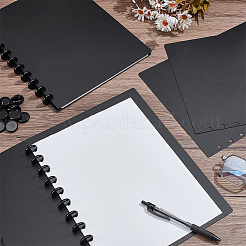 長方形PPプラスチックバインダー日記帳カバー6個  ルーズリーフリング40個付き  ブラック  310x230x1mm&nbsp;AJEW-NB0009-36B
