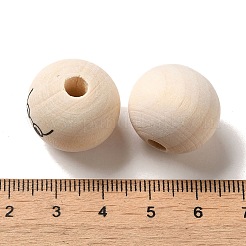 木材ヨーロッパのビーズ  顔を丸める  湯通しアーモンド  19~20x18mm  穴：5mm  約204個/500g&nbsp;WOOD-C006-04B
