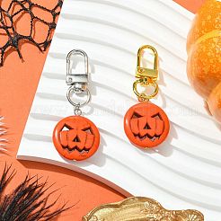 ハロウィン合成ターコイズパンプキンペンダントデコレーション2個2色  バッグ装飾用の合金製回転留め金チャーム  ミックスカラー  63mm  1pc /カラー&nbsp;HJEW-JM01947