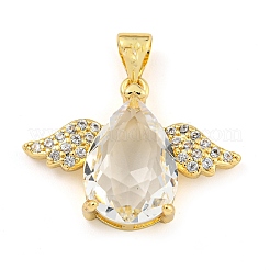 Rack Plating Brass Micro Pave Clear Cubic Zirconia Pendants&nbsp;ZIRC-L100-151G