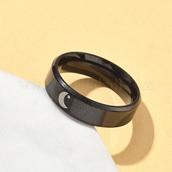 女性用ステンレス指輪201個  ムーン  ブラック  6mm  内径：18mm&nbsp;RJEW-Z092-01EB-02