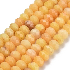 天然石ホワイトジェイドビーズ連売り  多面カット  ロンデル  染め  ゴールド  8x5.5mm  穴：1.2mm  約69個/連  15.16''（38.5センチメートル）&nbsp;G-Z111-A07