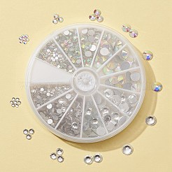 10 スタイルガラスフラットバックラインストーン  グレードA  バックメッキ  多面カット  半円  ミックスカラー  2.3~7.3mm  660個/箱&nbsp;RGLA-FS0001-04