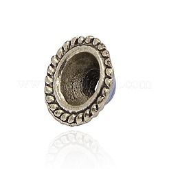 アンティークシルバー、合金エナメルビーズキャップメッキ  ブルー  10x4mm  穴：1.5mm&nbsp;ENAM-J238-01AS