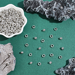 チベットスタイルの合金ビーズ200個。  カドミウムフリー＆鉛フリー  ロンデル  アンティークシルバー  6x3.5mm  穴：3.5mm&nbsp;TIBEB-HY0001-24