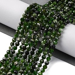 天然の透輝石ビーズ連売り  多面カット  ラウンド  4mm  穴：0.7mm  約90~95個/連  15~15.08''（38.1~38.3センチメートル）&nbsp;X-G-G188-B14-02