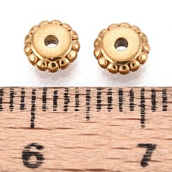 304ステンレススチールディスクビーズ  花  ゴールドカラー  5x2mm  穴：1.4mm&nbsp;STAS-P319-14A-G