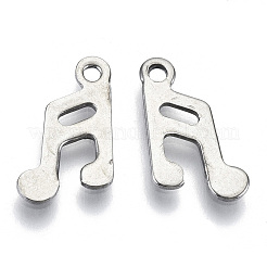 変色しない201ステンレススチールチャーム  レーザー切断  音符  ステンレス鋼色  12x8x0.8mm  穴：1.4mm&nbsp;STAS-R116-058