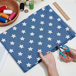 コットンデニム生地  衣類アクセサリー  星の模様  スチールブルー  1000x1510x0.1mm&nbsp;DIY-WH0504-775A-03