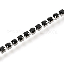 304ステンレススチールラインストーンカップチェーンブレスレット  カニカン付き  ステンレス鋼色  8-3/8インチ（21.2cm）&nbsp;AJEW-B004-01A