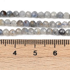 天然石カヤナイトビーズ連売り  多面カットラウンド  3.5mm  穴：0.6mm  約115個/連  15~15.12''（38.1~38.4センチメートル）&nbsp;G-RM2025-A34-3mm