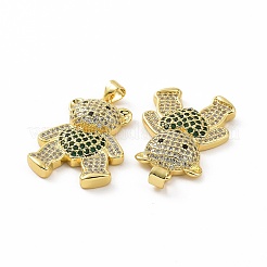 Brass Micro Pave Clear Cubic Zirconia Pendants&nbsp;ZIRC-F135-26G-01