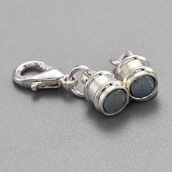 真鍮製マグネットクラスプコンバーター  カニカン付き  カドミウムフリー＆鉛フリー  コラム  銀  34x6mm&nbsp;KK-O134-07S