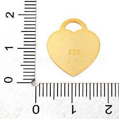 スターリングシルバーのブランクペンダント925個  ハートチャーム  ゴールドカラー  17x15x1mm  穴：5x3mm&nbsp;STER-F057-03G-04