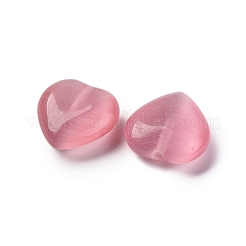 キャッツアイビーズ  ハート  片穴  ピンク  11.5x11.5x3.5mm  穴：1mm&nbsp;LS-CE-Z002-01D