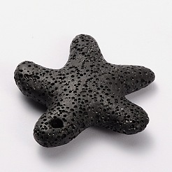 合成溶岩石の大きなヒトデ/海の星のペンダント  染め  ブラック  52x51x11mm  穴：3mm&nbsp;G-O025-05E