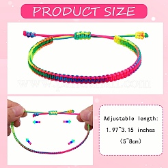 編組ナイロン糸コードブレスレット  カラフル  1/4インチ（0.5cm）  内径：2~3-1/8インチ（5~8cm）  5個/セット&nbsp;BJEW-SW00049-01