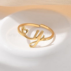 304 Stainless Steel Cuff Rings for Women&nbsp;RJEW-D285-01G-Y