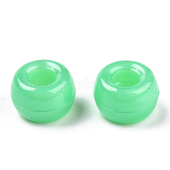 プラスチックパールビーズ  バレル  ミディアムスプリンググリーン  9x6mm  穴：3.8mm  約1900個/500g&nbsp;KY-T025-01-D03