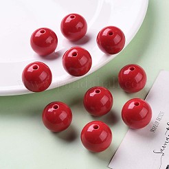 不透明なアクリルビーズ  ラウンド  ファイヤーブリック  20x19mm  穴：3mm&nbsp;LS-X-MACR-S370-C20mm-A14