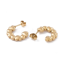 Ion Plating(IP) 304 Stainless Steel Stud Ring with Heart Stud Earrings for Women&nbsp;EJEW-B018-10G