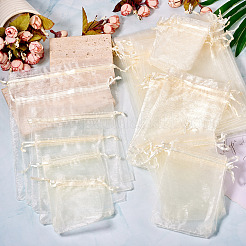 60Pcs 6 Styles Rectangle Organza Bags Jewellery Storage Pouches Wedding Favour Party Mesh Drawstring Gift Bags&nbsp;OP-TA0001-09