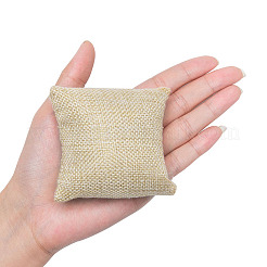 ジュエリーブレスレットと時計ディスプレイ用のクラフト麻枕ホルダー  バリーウッド  7.8x7x4.65cm&nbsp;BDIS-WH0002-01