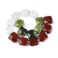 Natural Canada Jade & Red Jasper & Rainbow Moonstone Beads Strands&nbsp;G-T144-18B-01